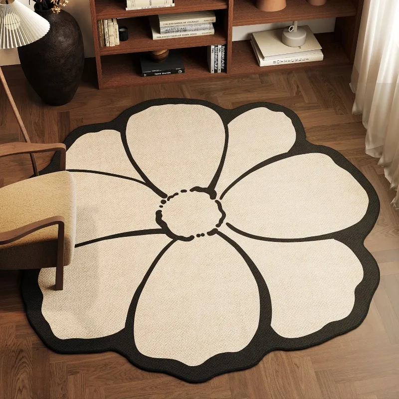 Round Floral Pattern Living Room Carpet Lotus Leaf Creative High-End Bedroom Rug Home Decor Sofa Coffee Table Floor Mat Tapis 러그