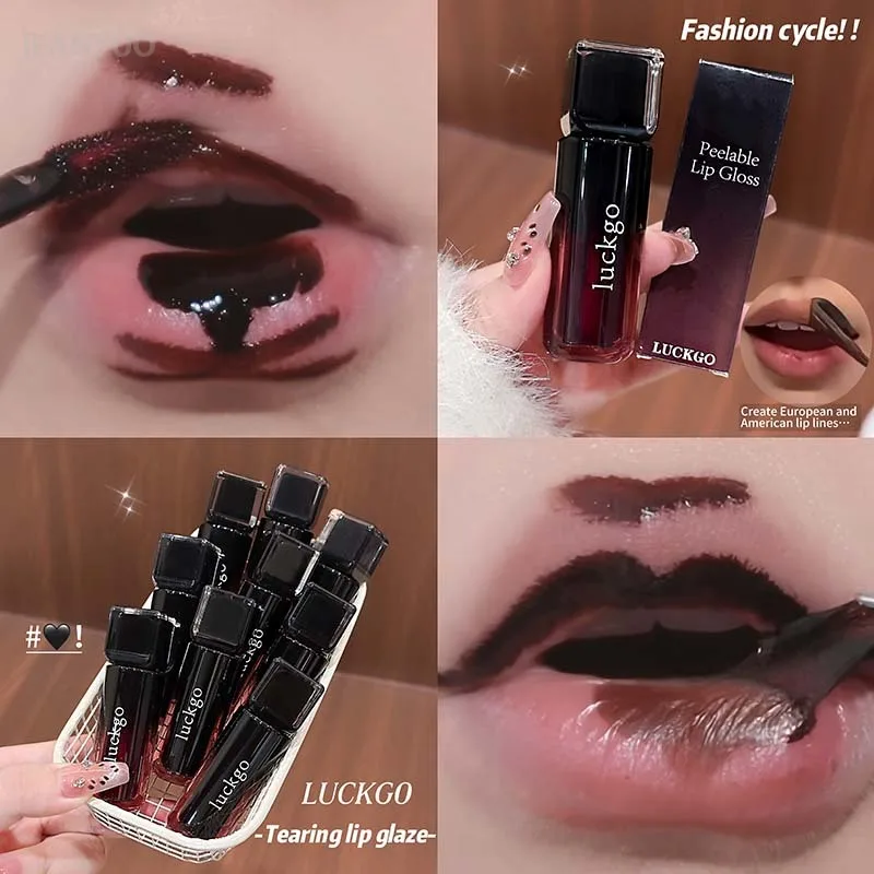 Black Brown Peel Off Tattoo Liquid Lipstick Waterproof Lasting