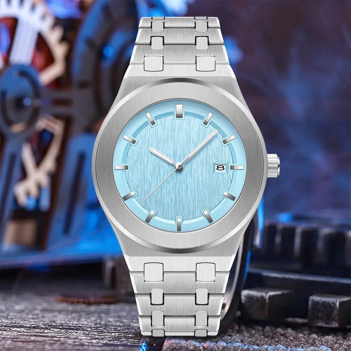 

Luxury Men's Quartz Watches Fashion Simple Date Blue Orange Green Dial Life Waterproof Wristwatch Business Relogio Masculine