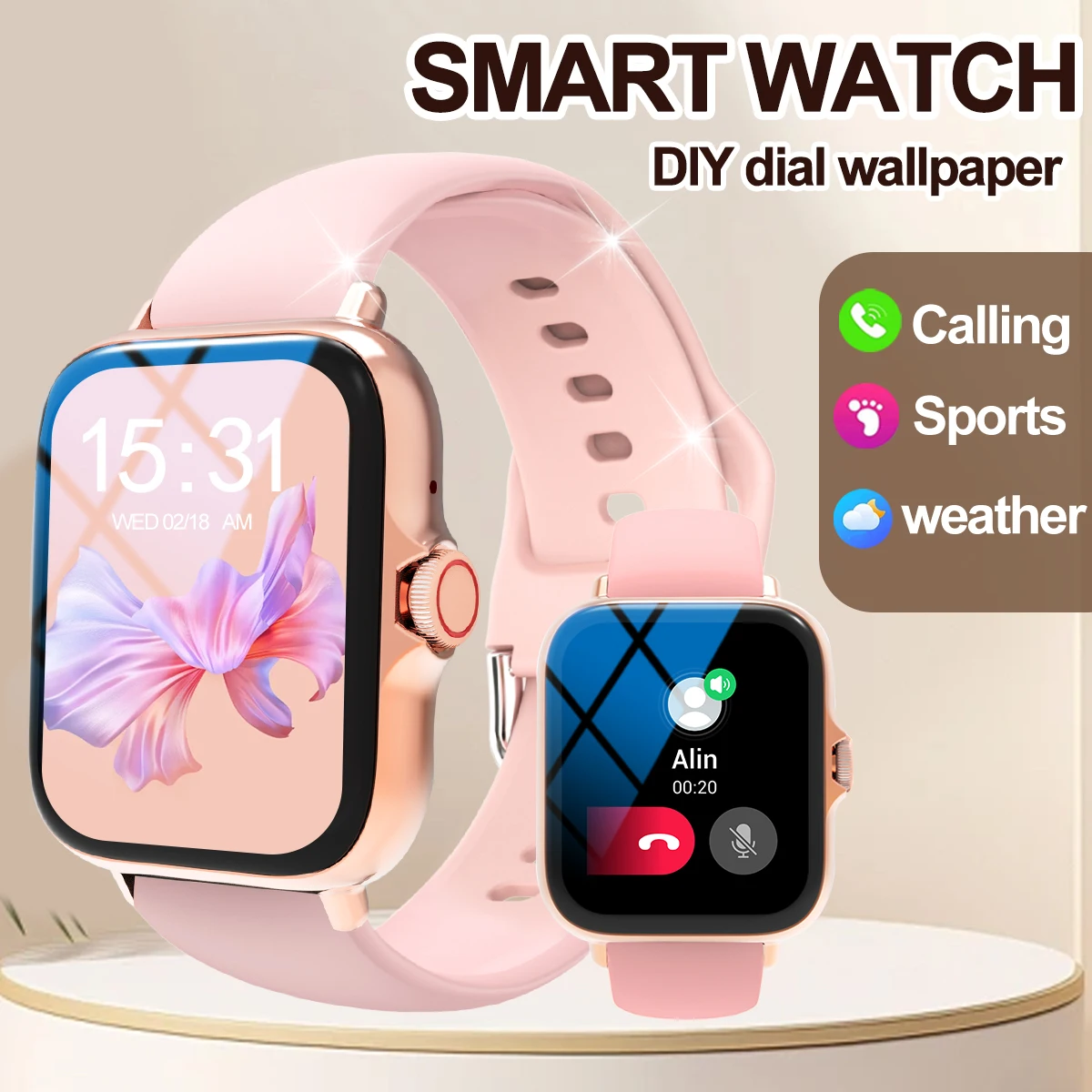 Smart watch with multiple sports modes, can make and receive calls, message reminders, compatible with Android and iPhone