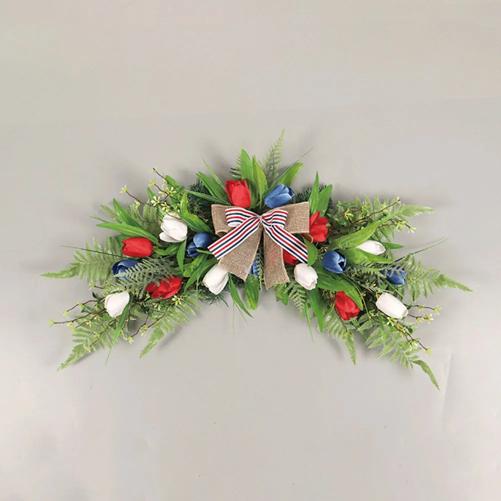 

Lintel Simulation Tulip Flower Decoration Plastic Front Door Wreath Vivid Adornment Autumn Rustic Household Wall Art Festive