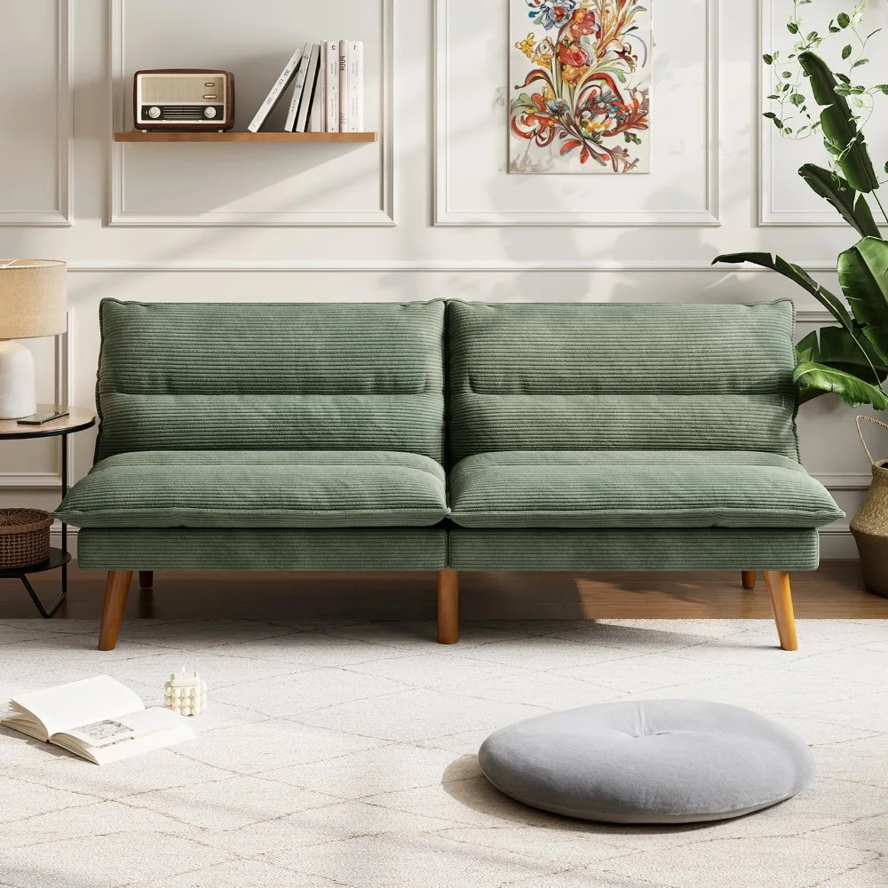 

Sofa Bed, Futon Couch Convertible To Bed Lounger, Compact Size Comfortable Cushions, Durable Construction Fits Small Spaces