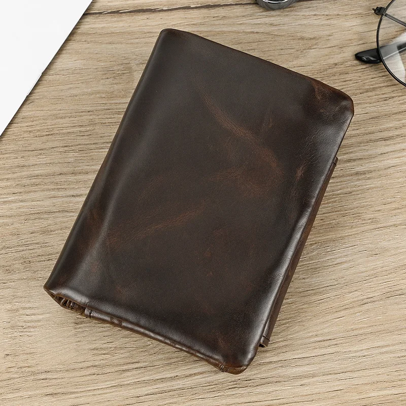 Luufan Leather Men‘s Short Wallet Hasp Genuine Leather Unisex Zipper Coin Clutch Purse Cowhide Card Holder Trifold Man wallets