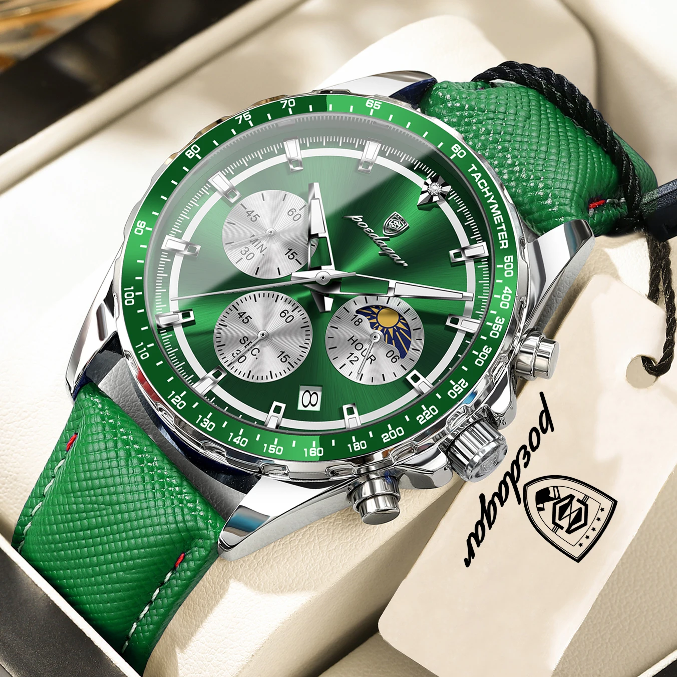 Men's Luminous Waterproof Chronograph Leather Wristwatch