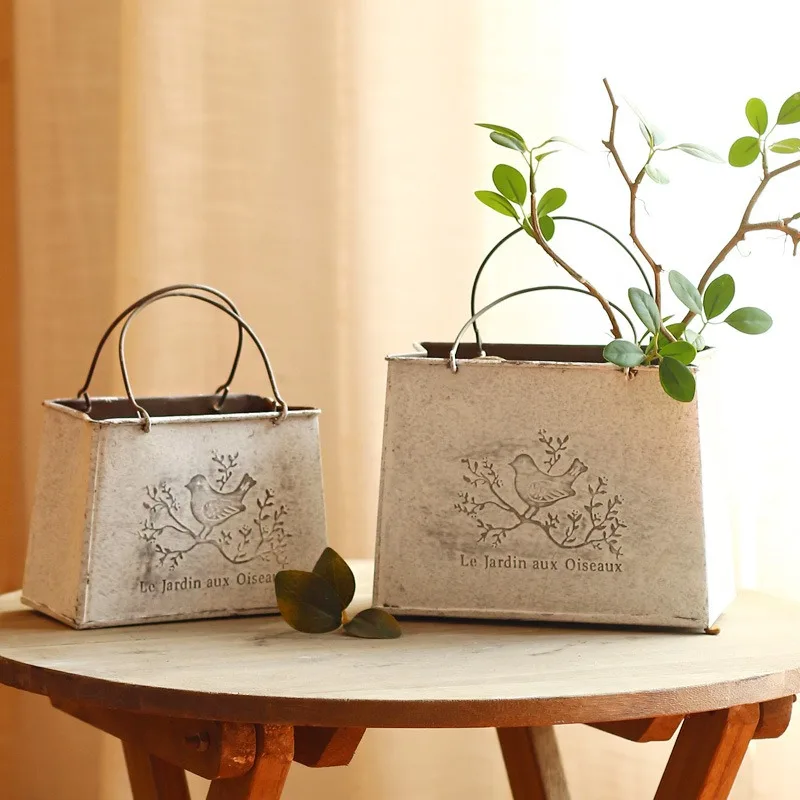 Vintage Flower Pots Creative Iron Outdoor Gardening Plant Pots Indoor Living Room Decoration Vase Luxury Home Flower Pots
