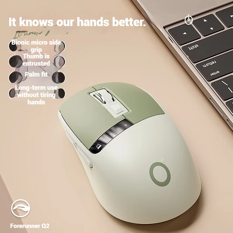 Q2 Beautiful Wireless Dual-Mode Mouse Mute Button Screen Display Computer Game Office Compact  Portable 4-Speed Dpi Low Latency