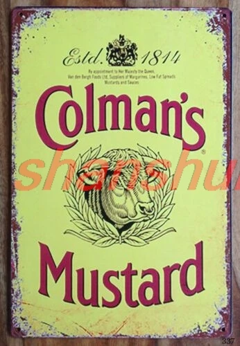 shui Colman's Mustard Advert Vintage Look Retro Metal Sign, Cafe Kitchen Mancave 1pc