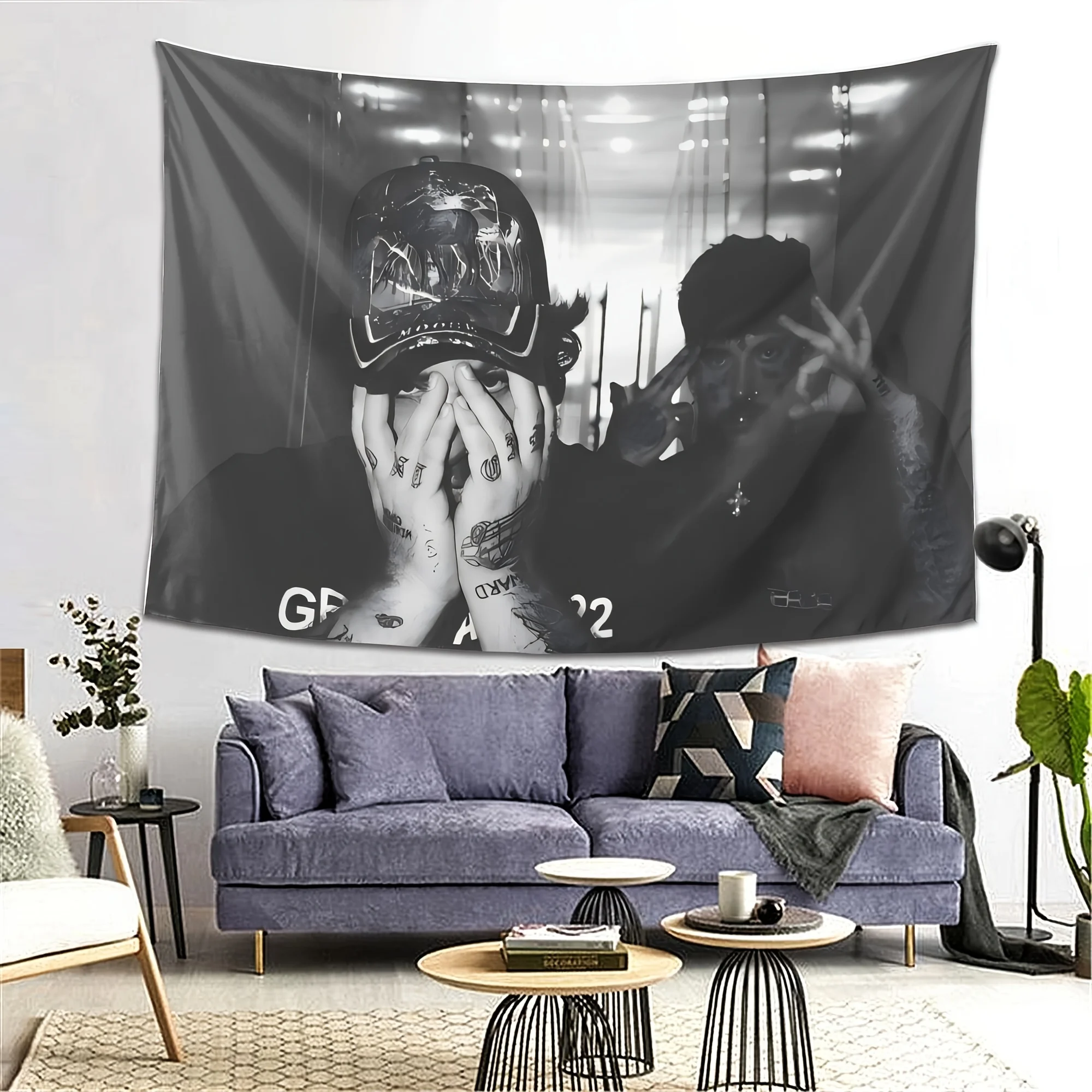 VIKAMA Dark Style Character Tapestry Black and White Art Living Room Street Trendy Style Room Decoration Room Decoration