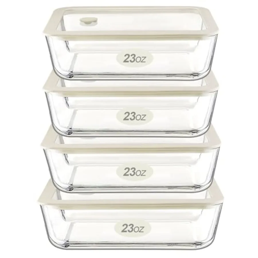 

Набор стеклянных контейнеров для еды с крышками, 4 шт., герметичные, непротекаемые, 100% без пластика, для приготовления еды
