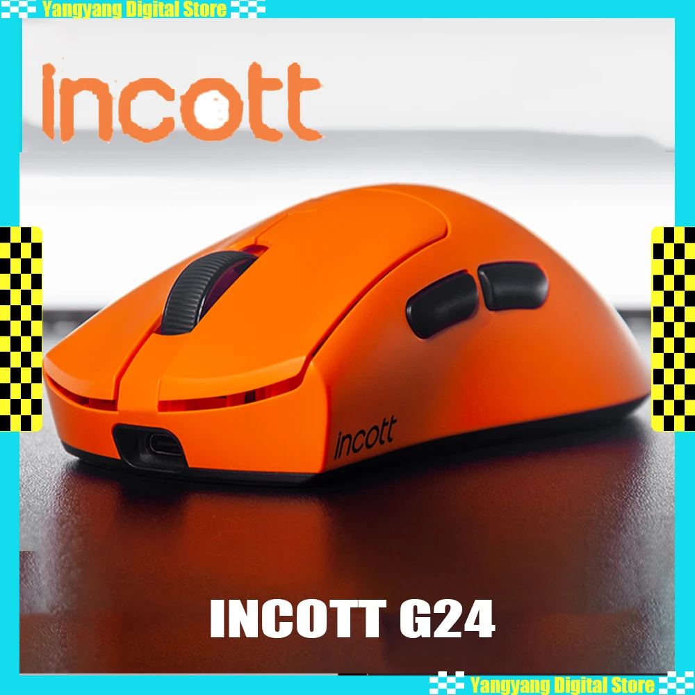 

Беспроводная мышь Incott G24 Pro, 8K PAW3950, датчик, двойной режим, легкая игровая мышь с низкой задержкой, аксессуары для ПК и геймеров с горячей заменой