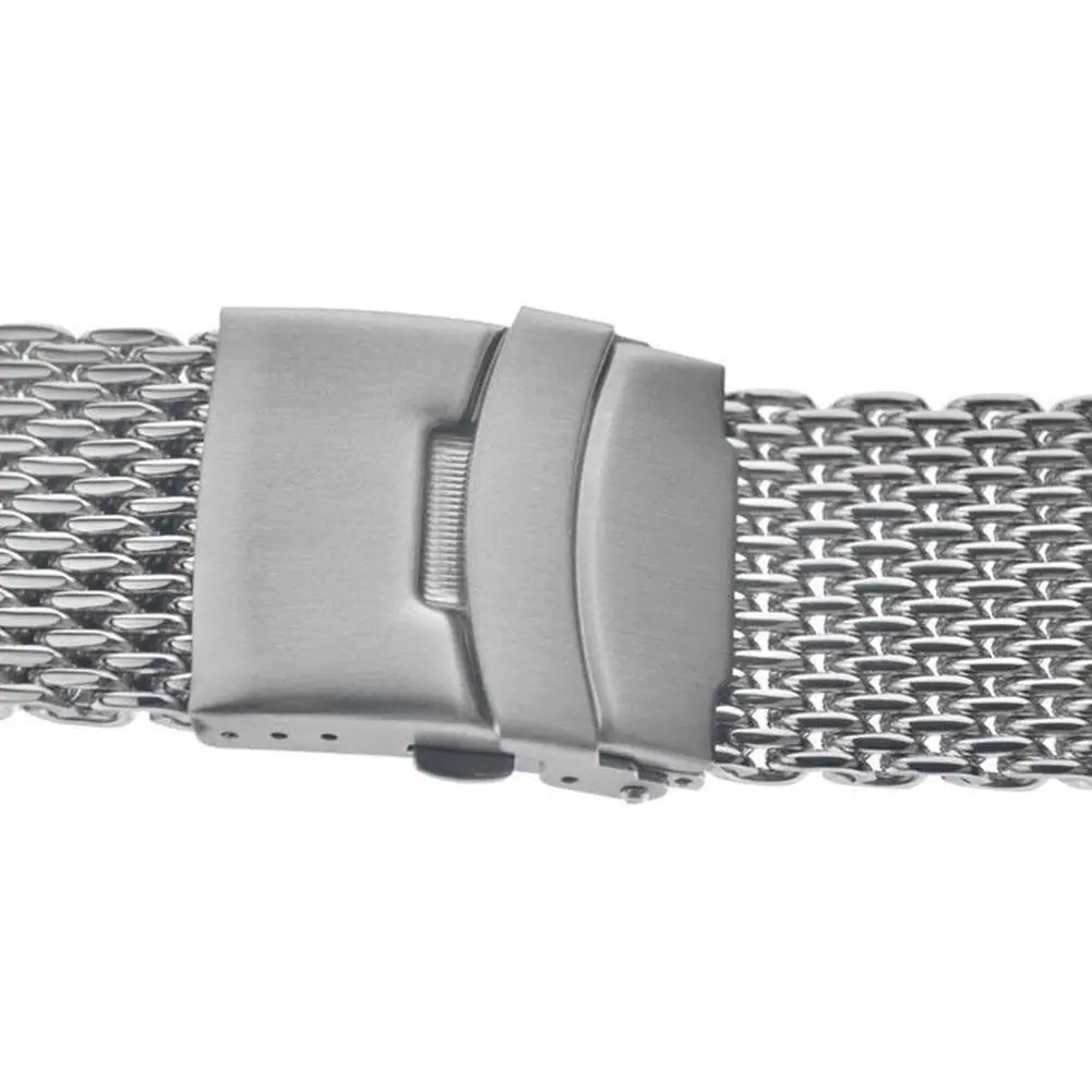 18/20/22/24mm Steel Dive Shark Mesh for Milanese Watch Bracelet Strap Band Weaving Double Snap Strap