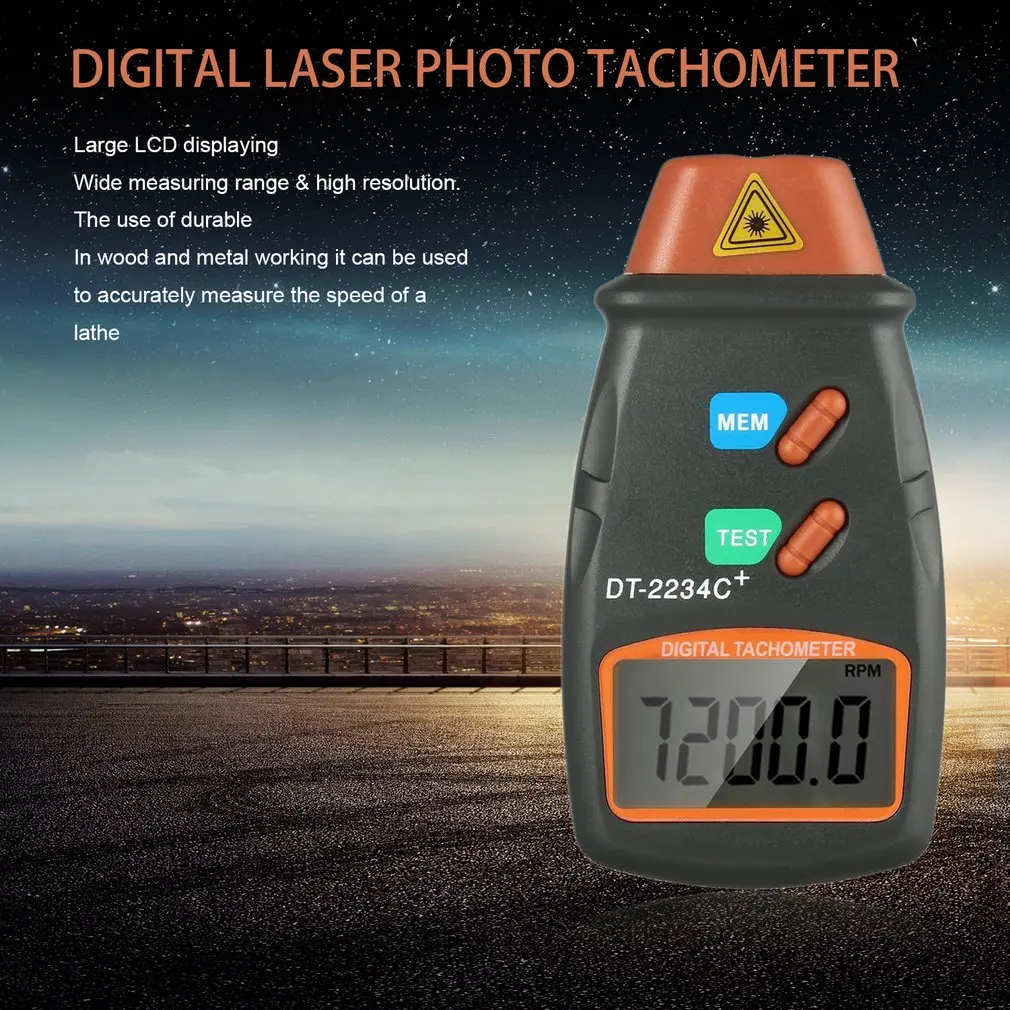 DT2234C+ Handheld LCD Digital Mini Non-contact Laser Photo Tachometer RPM Speed Measurement Meter Speedometer