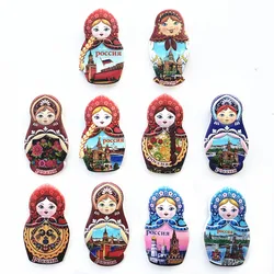 Russia Matryoshka Doll Tourist Souvenir Fridge Magnets Decoration Articles Handicraft Magnetic Refrigerator Collection Gifts