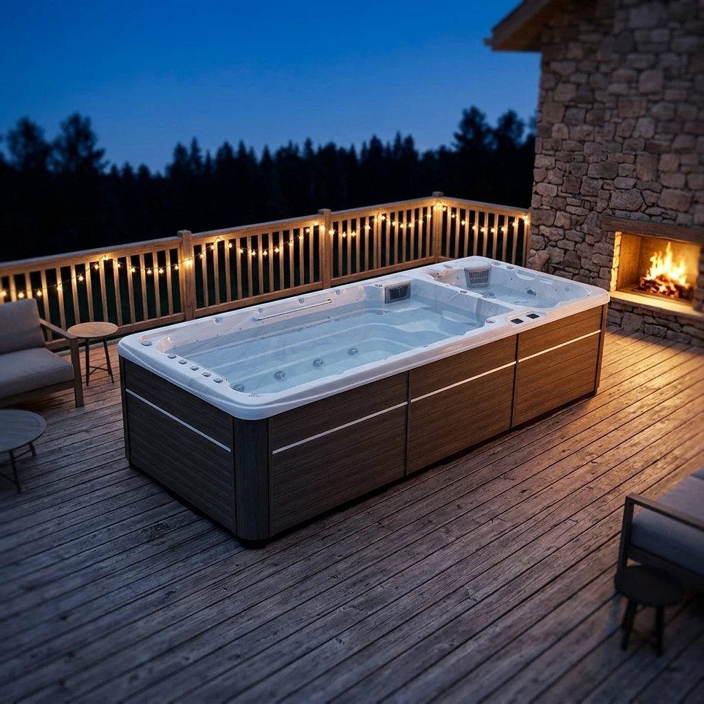 Luxury 5.9 Meter Commercial Swim Spa Pool 55 Massage Jets Aristech Acrylic Dual Control System For Commercial Use