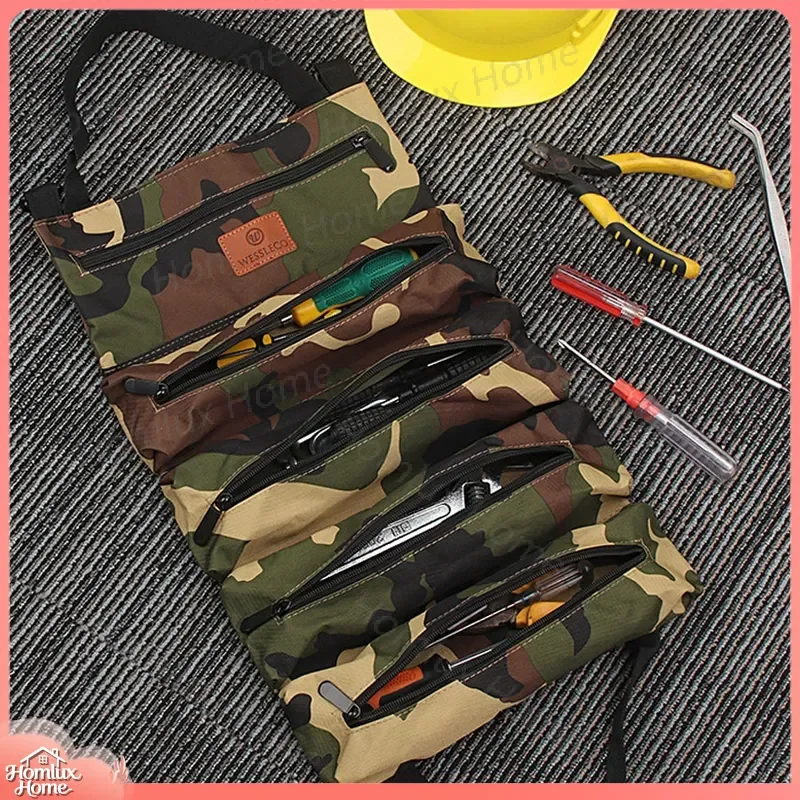 Multifunctional Canvas Tool Bag Roll Up Repair Kit for Car Mechanics Hardware Storage Portable Multi Purpose DIY Tools