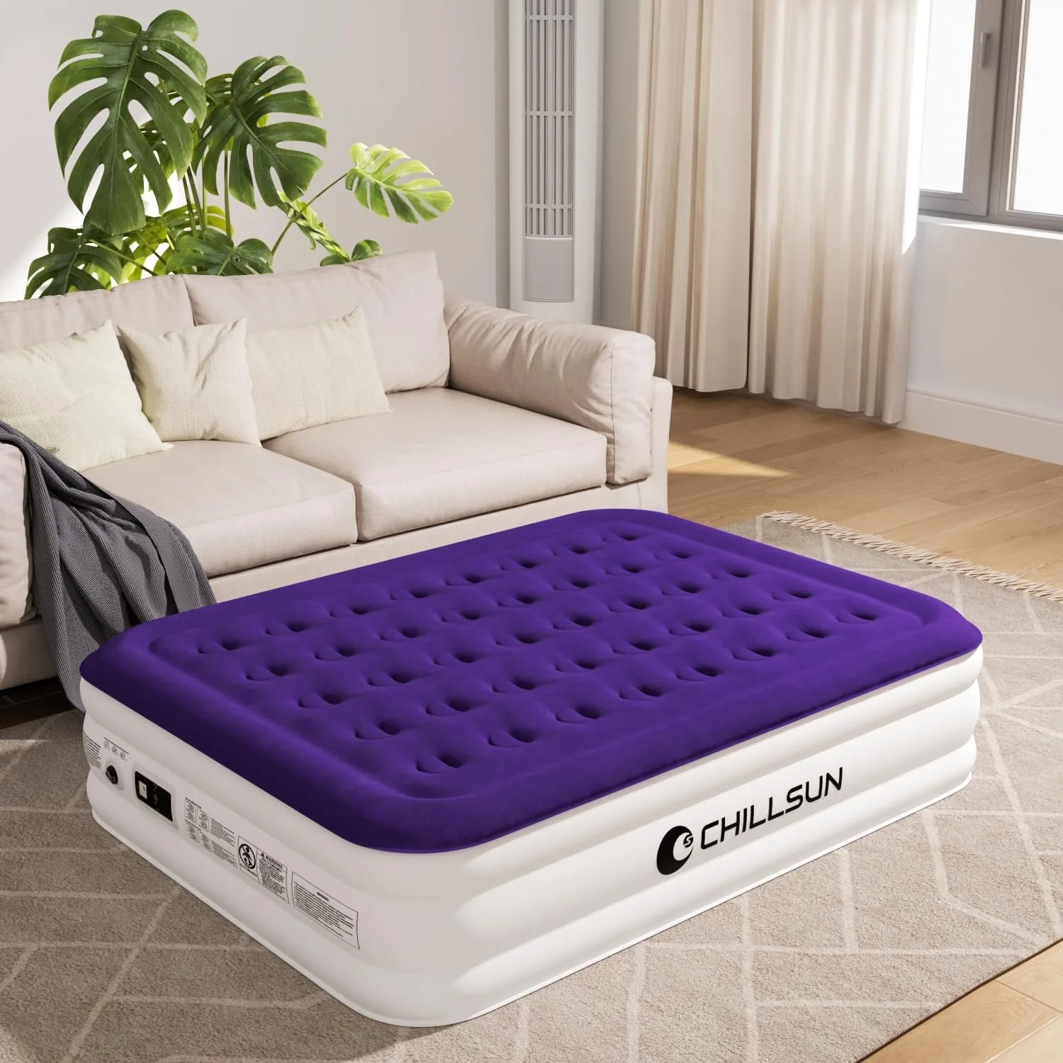 

Queen Air Mattress with Built in Pump for Guest & Home, 16"Inflatable Blow Up Mattress, Air Bed with Carrying Bag