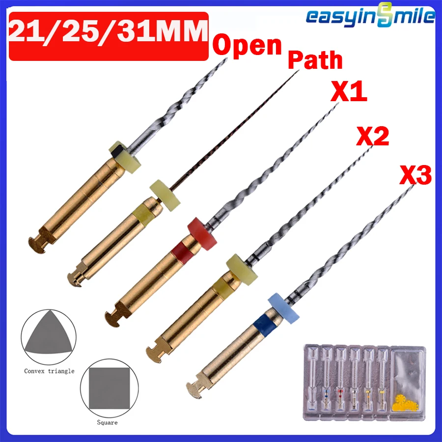 

Easyinsmile Dental X-Pro Taper Files Endodontic Root Canal X1-X3 Engine Use Rotary File 21/25/31mm NITI File Dentistry Motor Tip