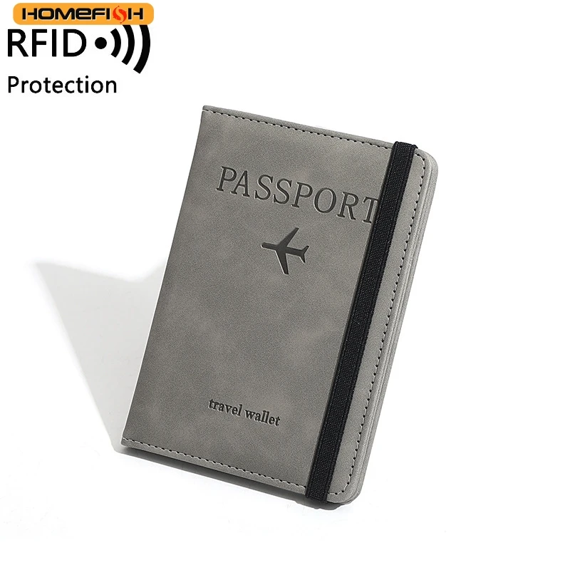 HOMEFISH Women Men RFID Vintage Business Passport Covers Holder Multi-Function ID Bank Card PU Leather Wallet Case Travel Access gallery 3