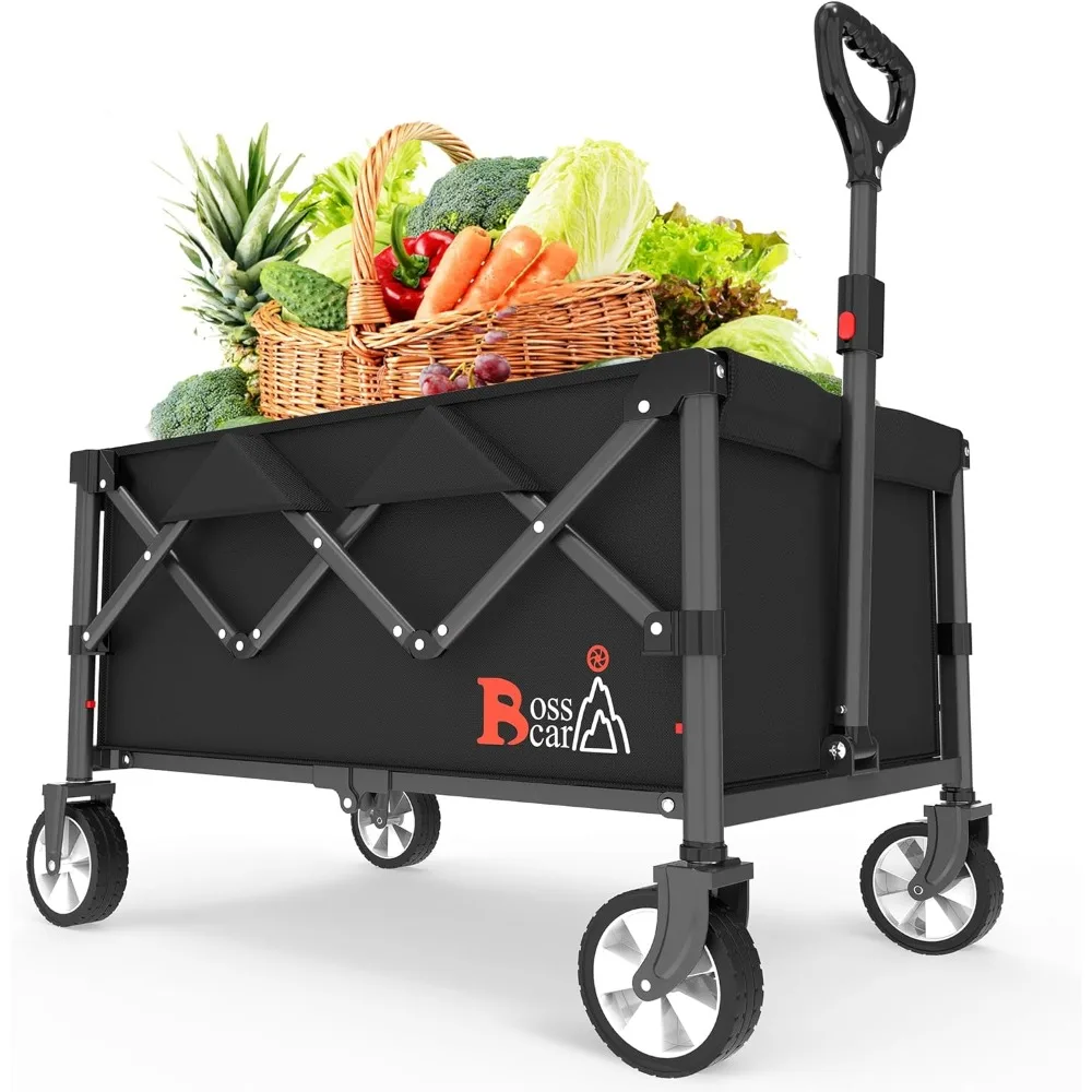 Wagon Cart Heavy Duty Foldable 【2024 New Upgrade】 Collapsible Wagon with Smallest Folding Design