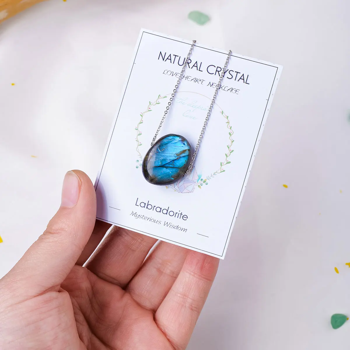 1 pz bella pietra di cristallo naturale che scorre luce blu Labradorite allungata collezione di ciondoli a forma di pietra gemma