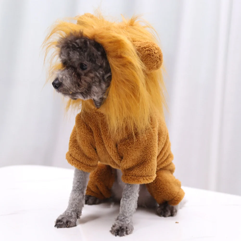 

Pet Lion Clothes Costume Dog Halloween Dog's Photo Shoot Outfits Funny Cute Costumes Flannel Cat