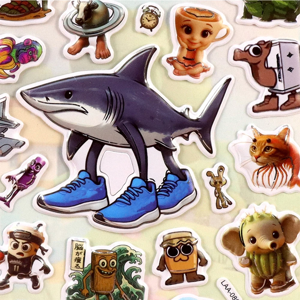 

Tung Tung Sahur 3D Puffy Bubble Stickers Italian Brainrot Cartoon Abstract Animal Decals for Scrapbook Laptop Guitar Sticker Toy