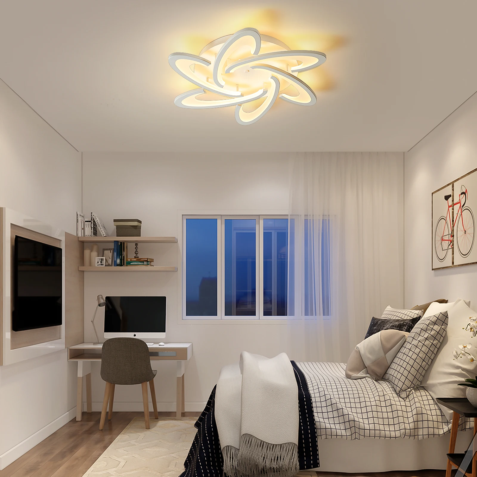 Imagem -02 - Pode Ser Escurecido Conduziu a Lâmpada do Teto Moderna Montagem Embutida Lustre com Controle Remoto Metal Acrílico Led Luminária de Teto para Viver 65w 9