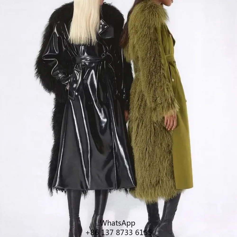 Sheep Fur Leather Jackets Women Natural Fur Coat Long Ladies Fur Cloth