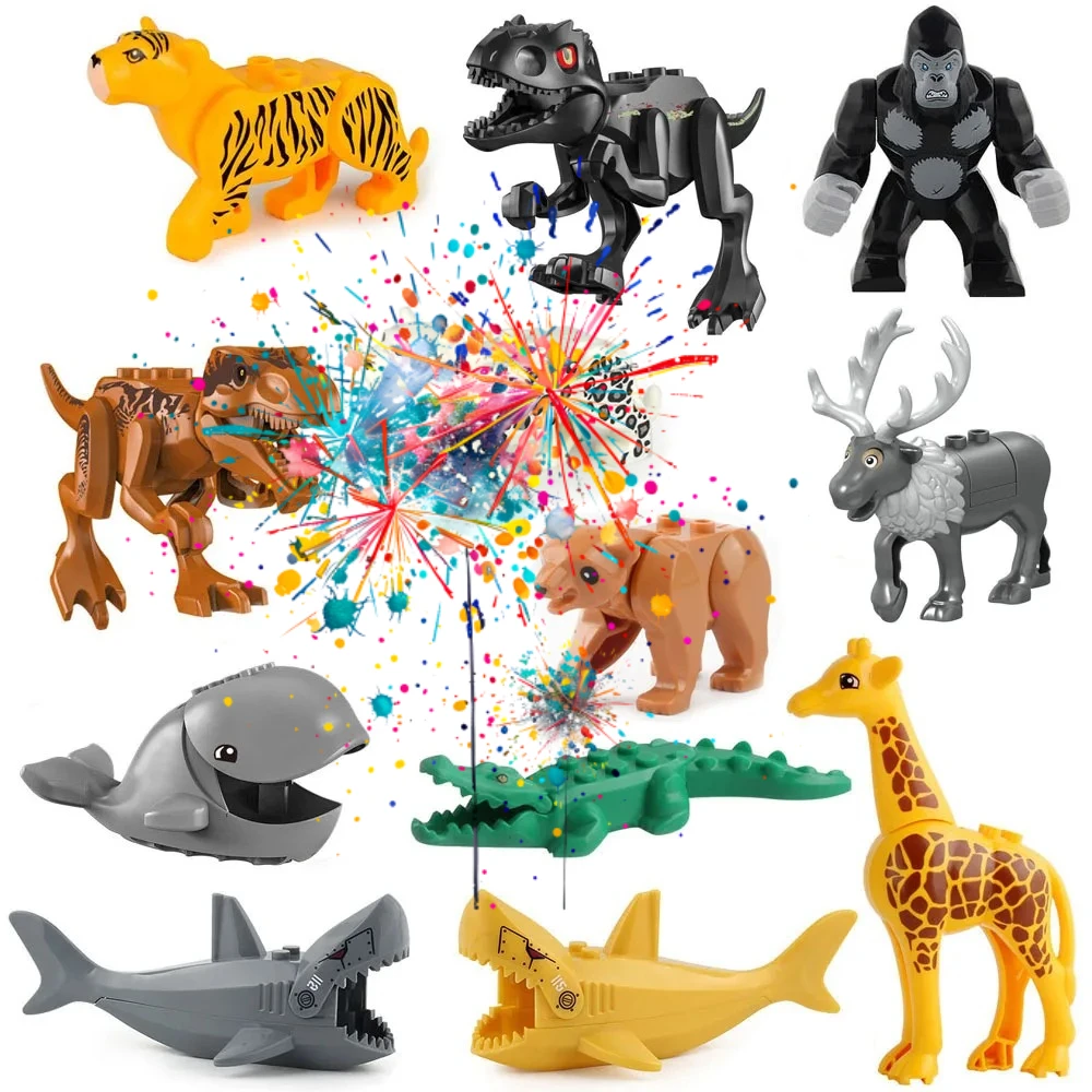 

New Classic Building Bricks DIY Juguetes Bloques Compatible Mini Whale Farm City Animals Zoo Blocks Toys for Boys Fit Baseplate