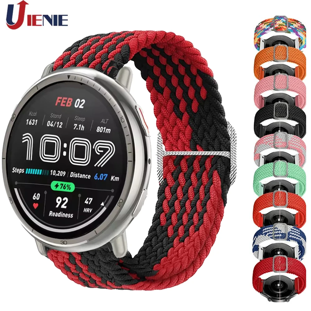 20 22mm Nylon Braid Watch Band for Huami AMAZFIT Bip 6 5/Active 2/Balance 2 Strap Bracelet Amazfit GTR 4 2 3 Pro 47mm Wristband