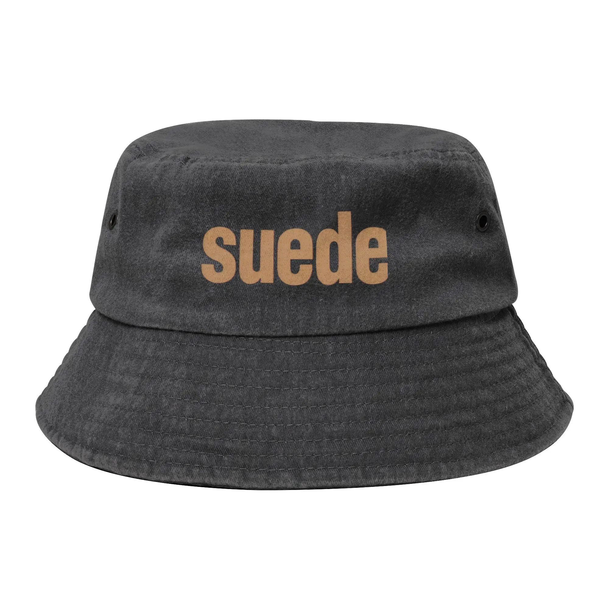 Casual Suede rock band  Denim Bucket Hat For Women Men  Washed Distressed Bob Hat Beach Vacation Getaway Headwear