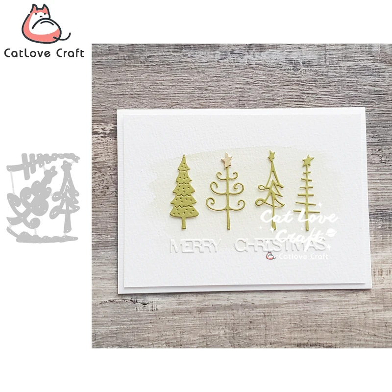 Catlove Weihnachtsbaum Metall-Stanzformen Scrapbooking-Form Messer-Schablone Stanzformen Kartenherstellung DIY Handwerk Prägung Neue Stanzformen Für