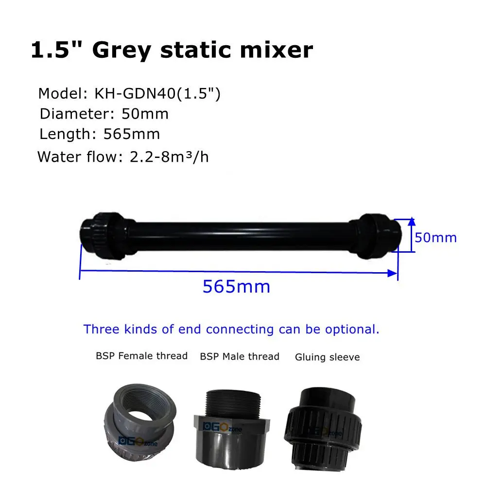 1.5' Static Mixer for Mixing Liquid Equipment Diameter 50mm BSP Female Thread Male Thread Socket Connecting Ozone Part DGOzone
