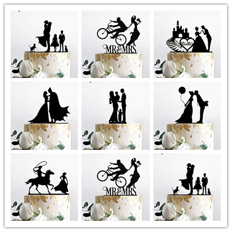 Wedding Cake Topper, Bride&Groom Child Pet Pattern, All You Need Is Love,Butterfly As Gift, Romantic Decoration