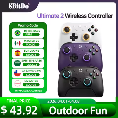 8BitDo Ultimate 2 Wireless 2.4G Gaming Controller with Charging Dock, TMR Joystick Bluetooth Gamepad for PC, Windows ,Android