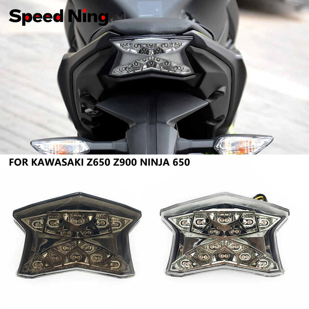Fanale posteriore a LED per Kawasaki Z900 Z650 Ninja 650 2017 - 2023 2018 2019 Freno integrato Indicatori di direzione Lampeggiante Lampada fanale posteriore