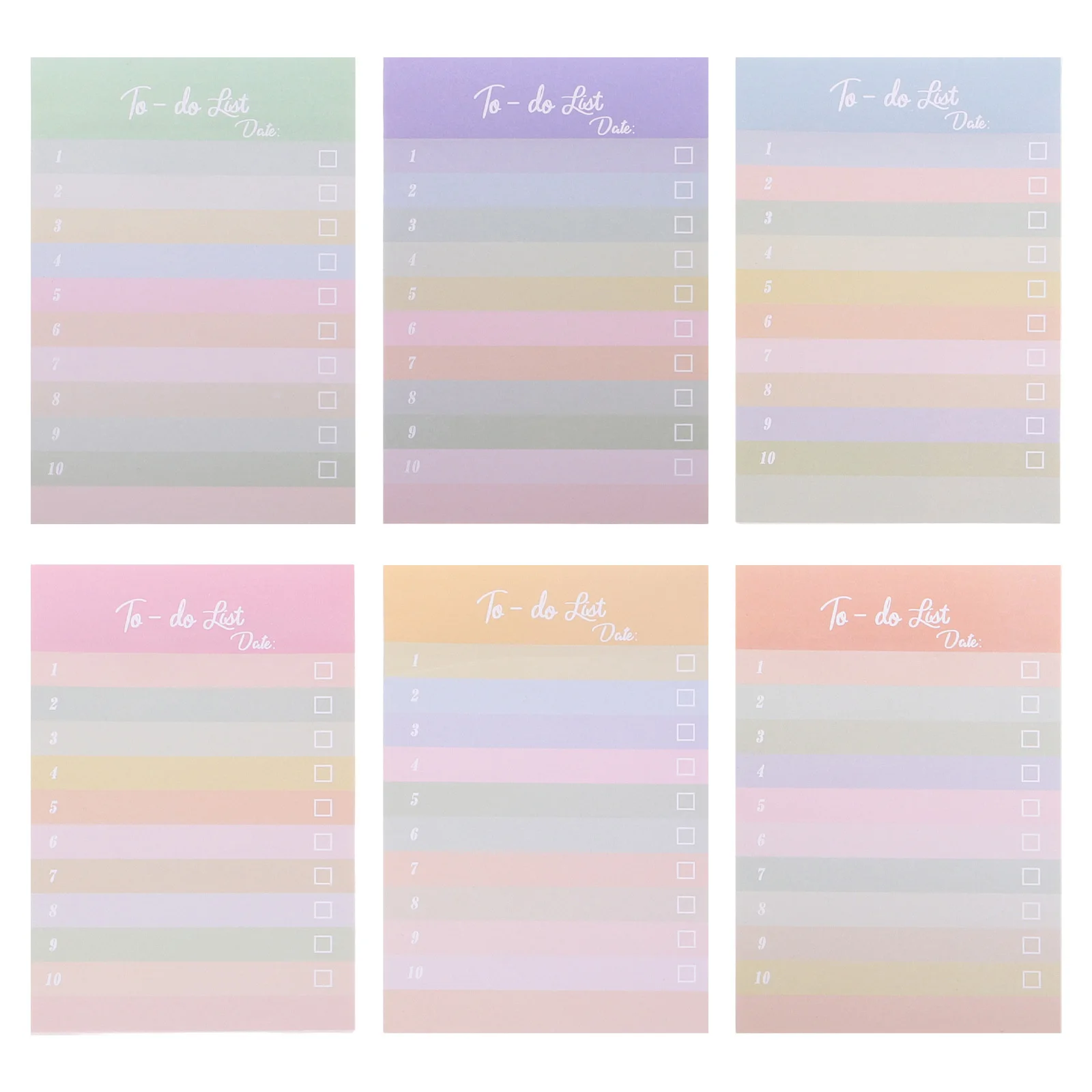 

6Pcs Colorful Striped Self-Stick Notes Tearable Adhesive Notepads for School Office Teachers Large Capacity Cute Cartoon