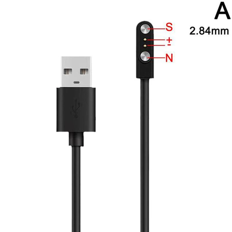 60CM Magnetic Charging Cable For Smart Watch For 2 Pin 7.62mm 4mm 2.84mm Distances Black USB Power Charger Cables Universal