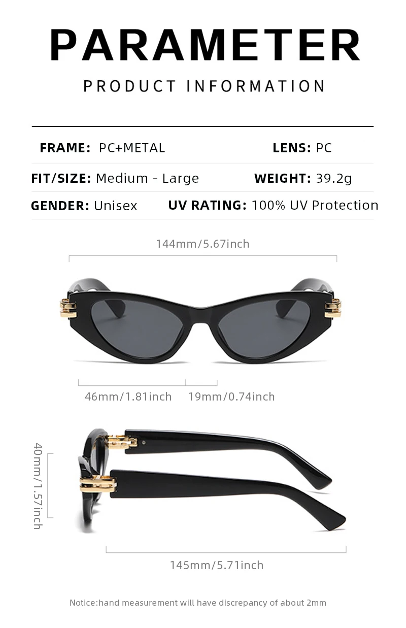 Hochwertige Cat Eye Damen-Sonnenbrille, klassische Damen-Sonnenbrille, modisch, Outdoor, Reisen, Fahren, UV400 – Detail 8