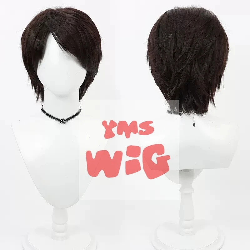 Kadoya Tsukasa Cosplay Wig Short Dark Brown Heat Resistant Synthetic Hair Halloween Party Role Play + Free Wig Cap