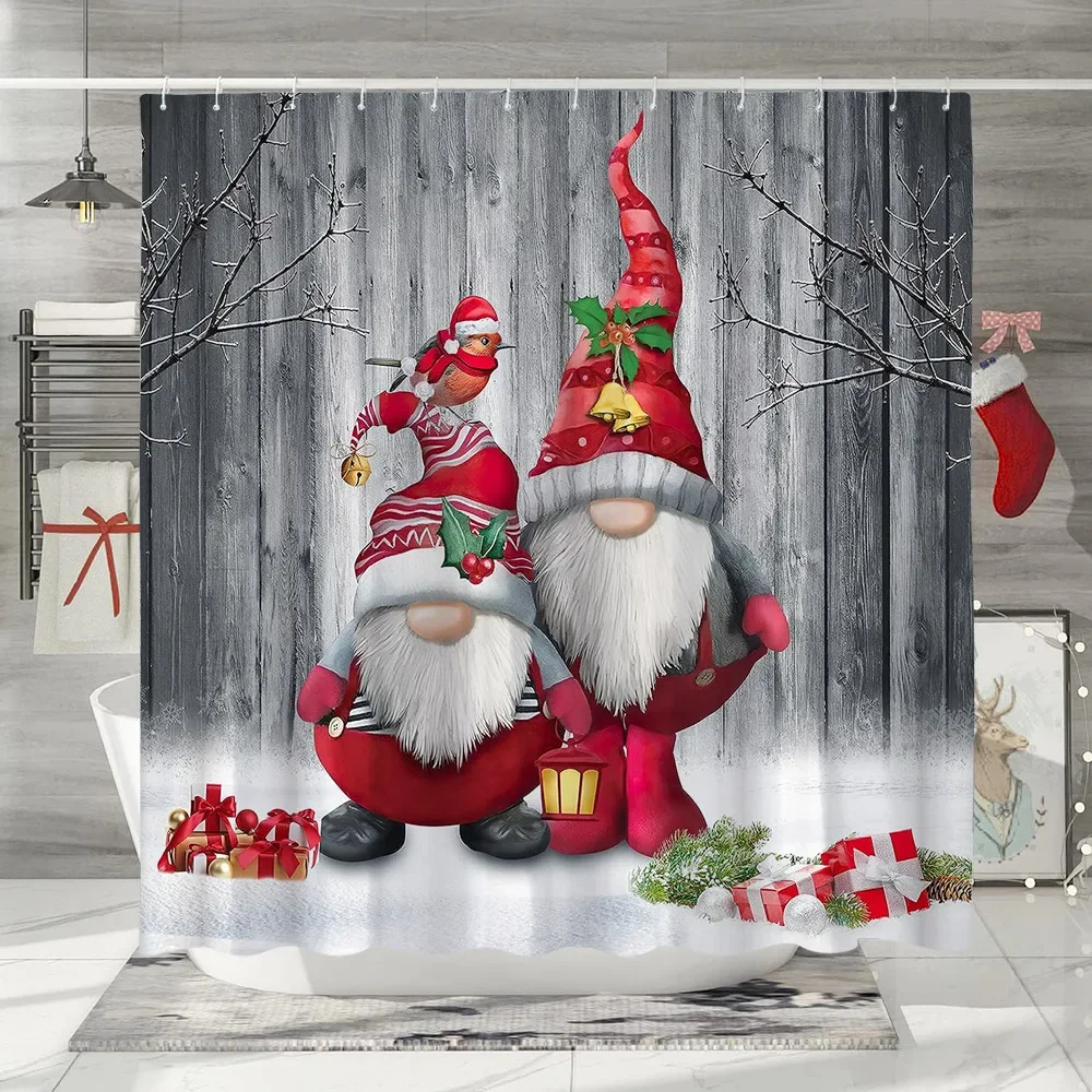 

GAECristmas занавеска для душа Санта-Клаус Снеговик Эльф Снежинка мультфильм зима деревенский дом полиэфирная ткань декор для ванной комнаты