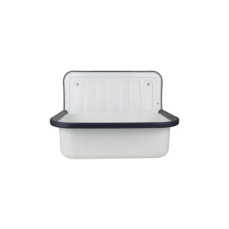 

Retro Classic Wall-Mounted Enamel Sink Hand Basin Kitchen Bathroom Outdoor Balcony Kitchen Sink