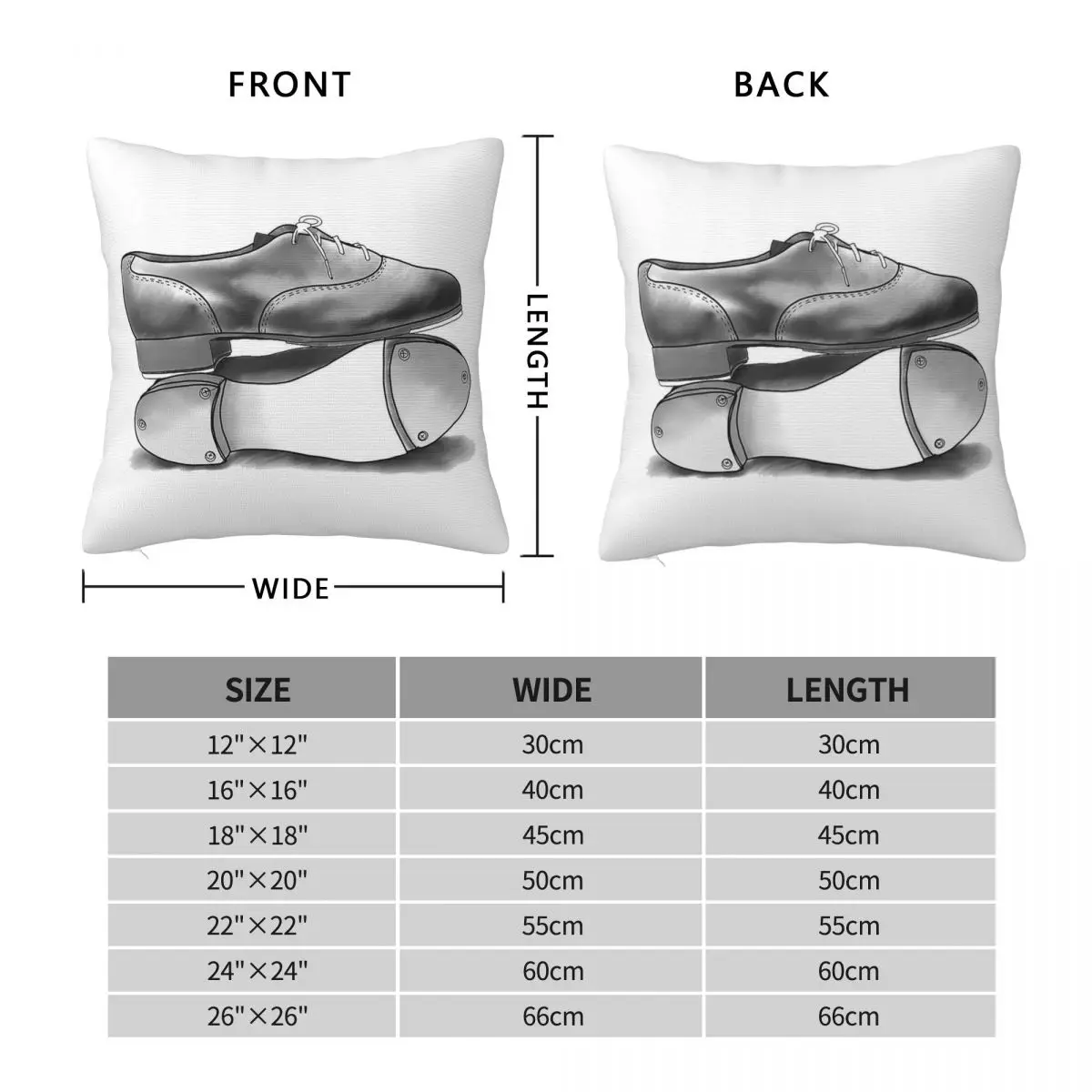 Black Tap Dance Shoes Stacked Square Pillowcase Polyester Linen Velvet Printed Decorative Throw Pillow Case Home Cushion Cover