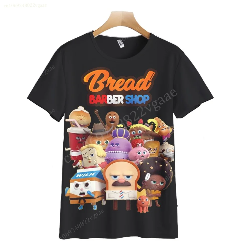 Summer Bread Barbershop T Shirt For Kids Boys Cartoon T-shirt Short Sleeve Top Sesames Tee Shirt Street Funny Clothes Girls