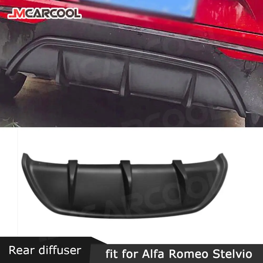 Carbon Fiber Rear Lip Diffuser Cover For Alfa Romeo Stelvio 2017 -2020 ABS Fins Shark Style Bumper Protector Car Styling