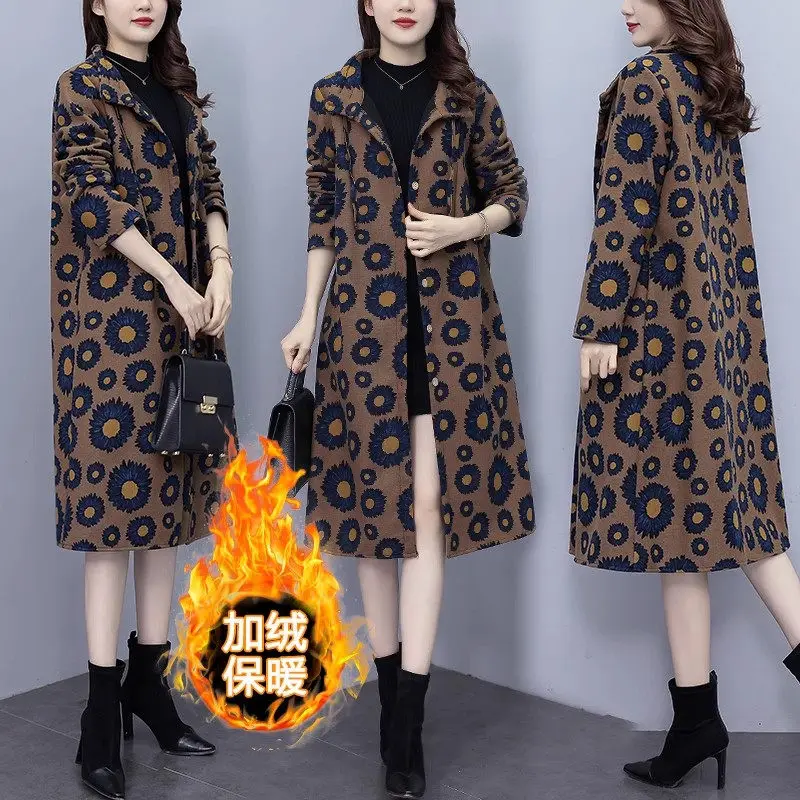 

Oversized Women's Winter Jacket 2023 New Fashion Retro Loose Mid Length Plushed Warm Cotton Coat Fleece Overcoat Z3622