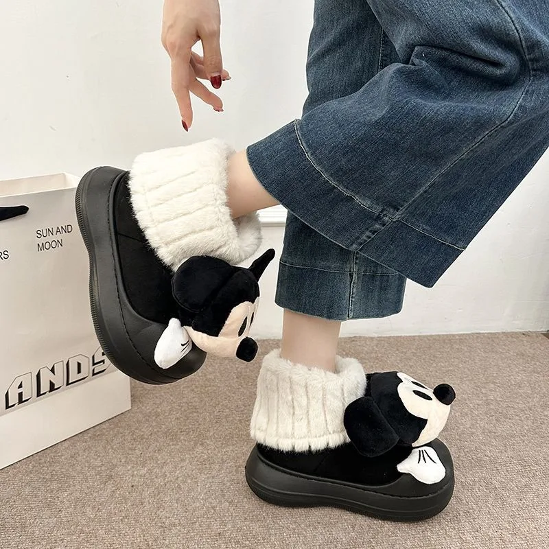 أحذية ديزني اللطيفة على شكل بضائع كرتونية ميكي للنساء، طراز شتوي عصري ومتعدد الاستخدامات، أحذية قطنية حلوة ودافئة #2