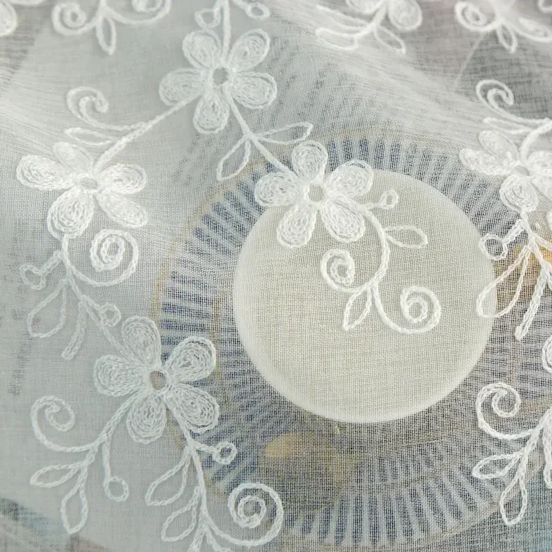

Curtains For Living Dining Room Bedroom American Korean Cotton Linen Embroidery Leaf Flower Yarn Lace Pattern Decor White Tulle