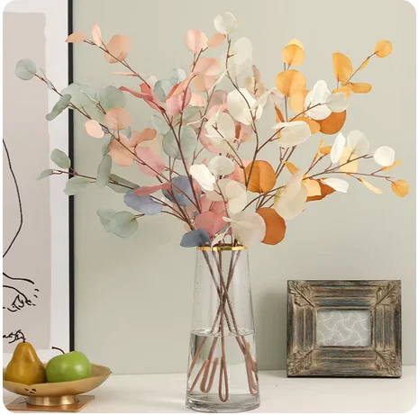 Autumn Artificial Plant Faux Leaves Eucalyptus Long Branch Home Wedding Decoration Silk Flowers Fake Plants Diy Table Decoration