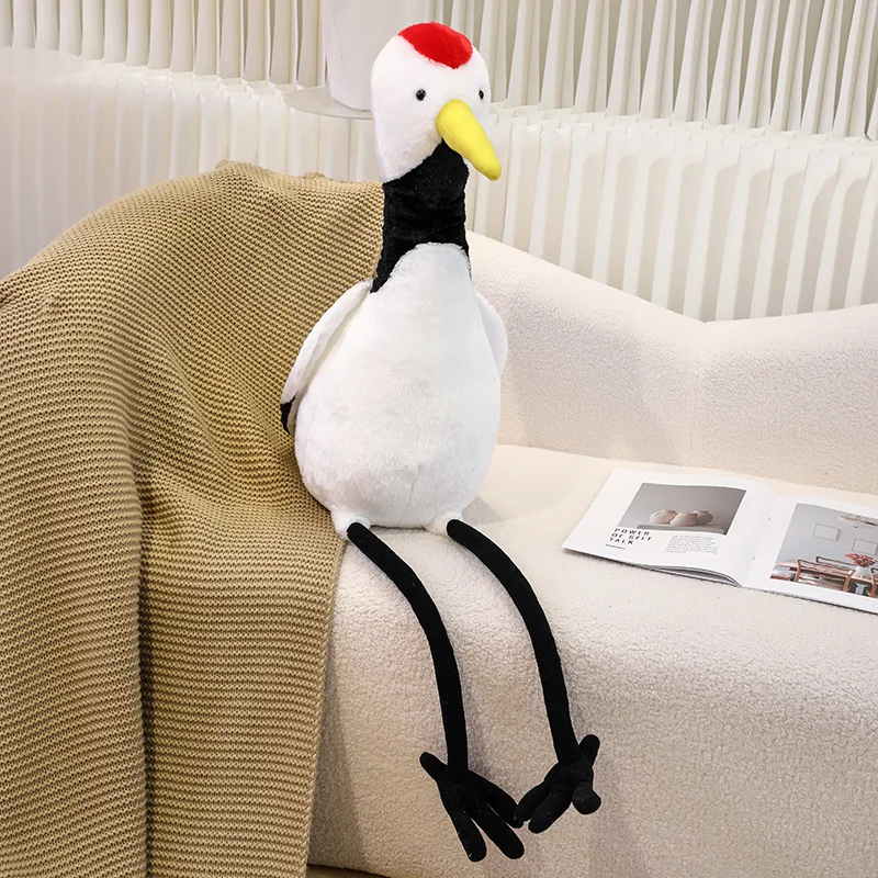 Kawaii 78/100cm Real Life Long-Legged Red-Crowned Crane Plush Stuffed Toy  Room Decor Protection Animal Doll Gift